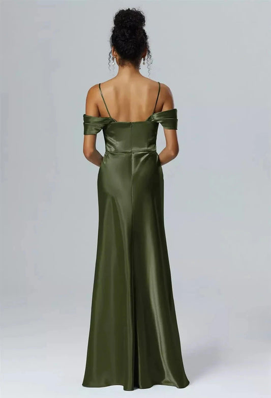 Fashion Mermaid One Shoulder Neck Sleeveless Side Slit Back Zip Floor Length Bridesmaid Dresses by YiHuiw