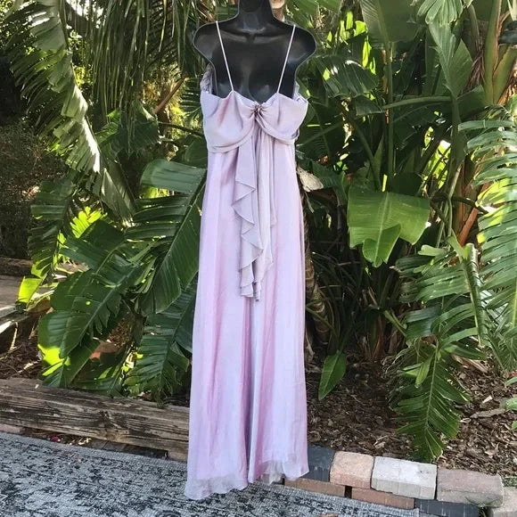 Fashion Spaghetti Strap Backless Long Chiffon Ball Gown Evening Dress simple gentle atmospheric and unique desi Bring summer colors to enhance whiteness by YiHuiw
