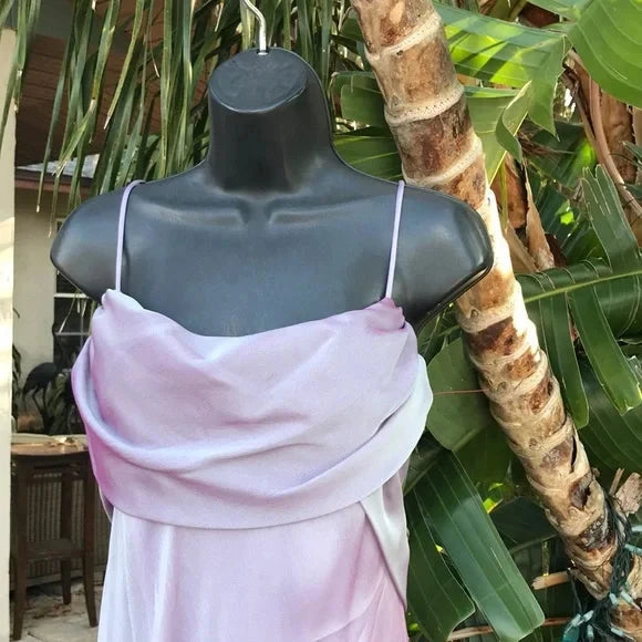 Fashion Spaghetti Strap Backless Long Chiffon Ball Gown Evening Dress simple gentle atmospheric and unique desi Bring summer colors to enhance whiteness by YiHuiw