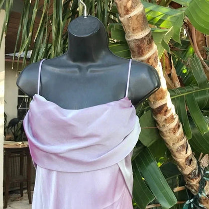 Fashion Spaghetti Strap Backless Long Chiffon Ball Gown Evening Dress simple gentle atmospheric and unique desi Bring summer colors to enhance whiteness by YiHuiw