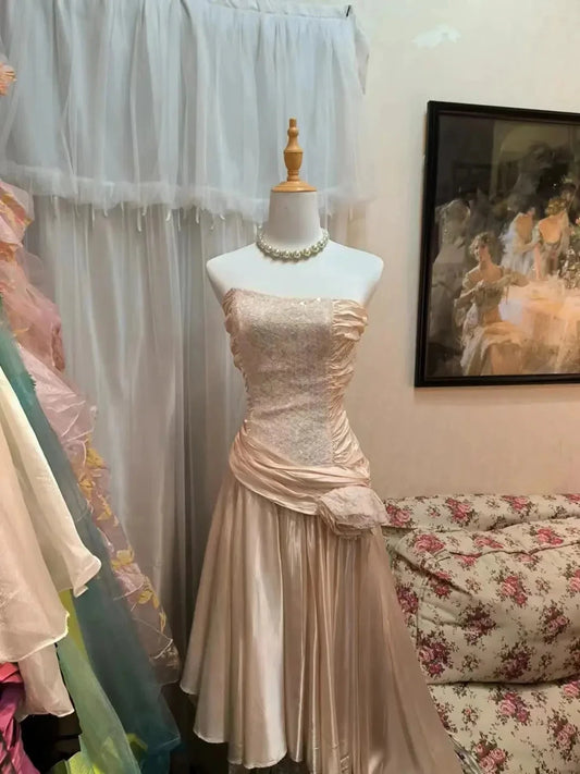 Fashion Vintage Elegant Straps Short Satin Asymmetrical Skirt Homecoming Dress simple gentle atmospheric and unique desi Bring summer colors to enhance whiteness by YiHuiw