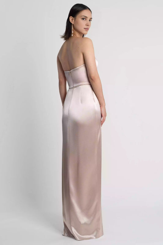 Fashionable off shoulder round neck, natural waist seam, side slit, tight corset, back middle zipper Prom Dresses