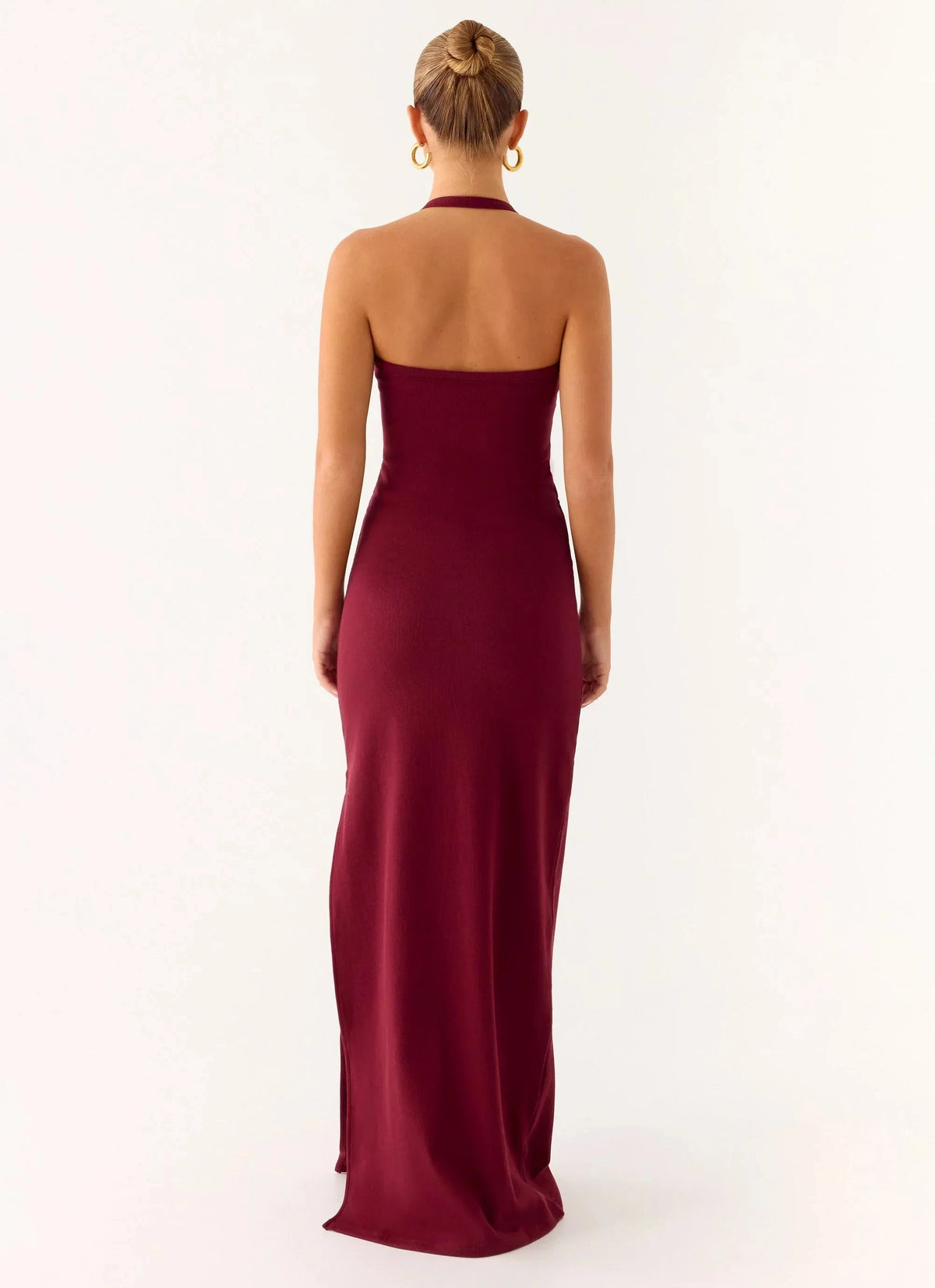 Feminine Sheath Halter Neck Sleeveless Back Zip Side-Slit Floor-Length Prom Dress by YiHuiw