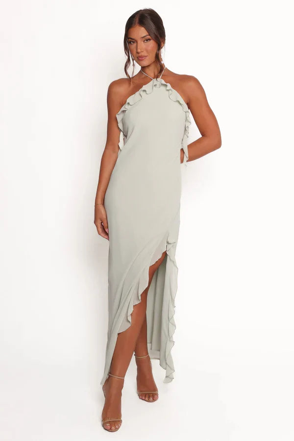 Halter High Slit Floor-Length Wedding Dress - Yihuiw by Yihuiw