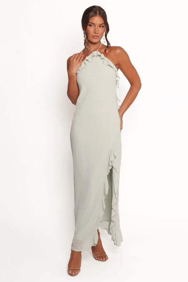 Halter High Slit Floor-Length Wedding Dress - Yihuiw by Yihuiw
