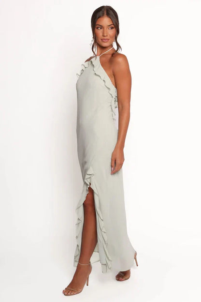 Halter High Slit Floor-Length Wedding Dress - Yihuiw by Yihuiw