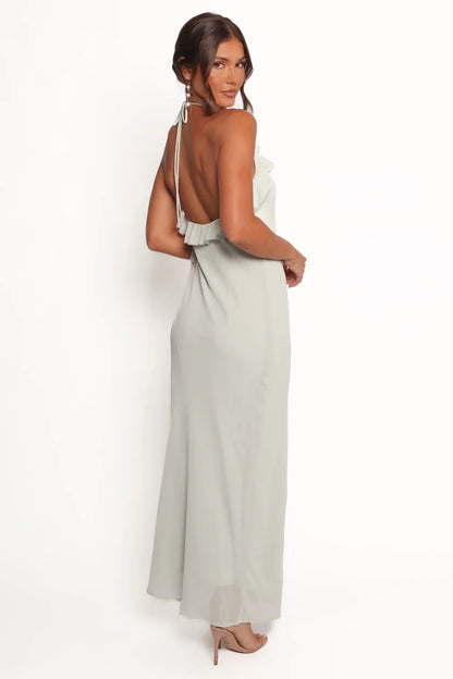 Halter High Slit Floor-Length Wedding Dress - Yihuiw by Yihuiw