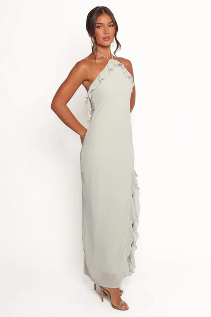Halter High Slit Floor-Length Wedding Dress - Yihuiw by Yihuiw