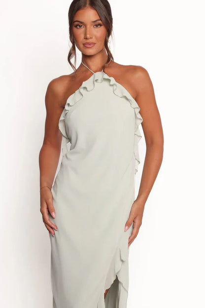 Halter High Slit Floor-Length Wedding Dress - Yihuiw by Yihuiw