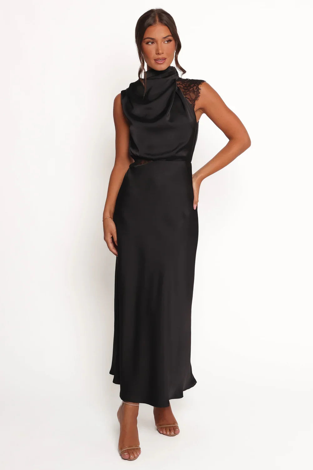 Cowl Neck Satin Midi Wedding Dress - Yihuiw by Yihuiw