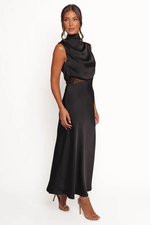 Cowl Neck Satin Midi Wedding Dress - Yihuiw by Yihuiw