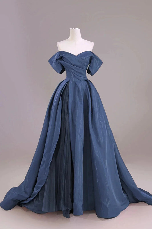 Floor Length Prom Dress Elegant Off the Shoulder Party Dress simple gentle atmospheric and unique desi Brin by YiHuiw