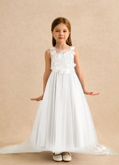 A-Line Illusion Sleeveless Train Formal Dress - Yihuiw by Yihuiw