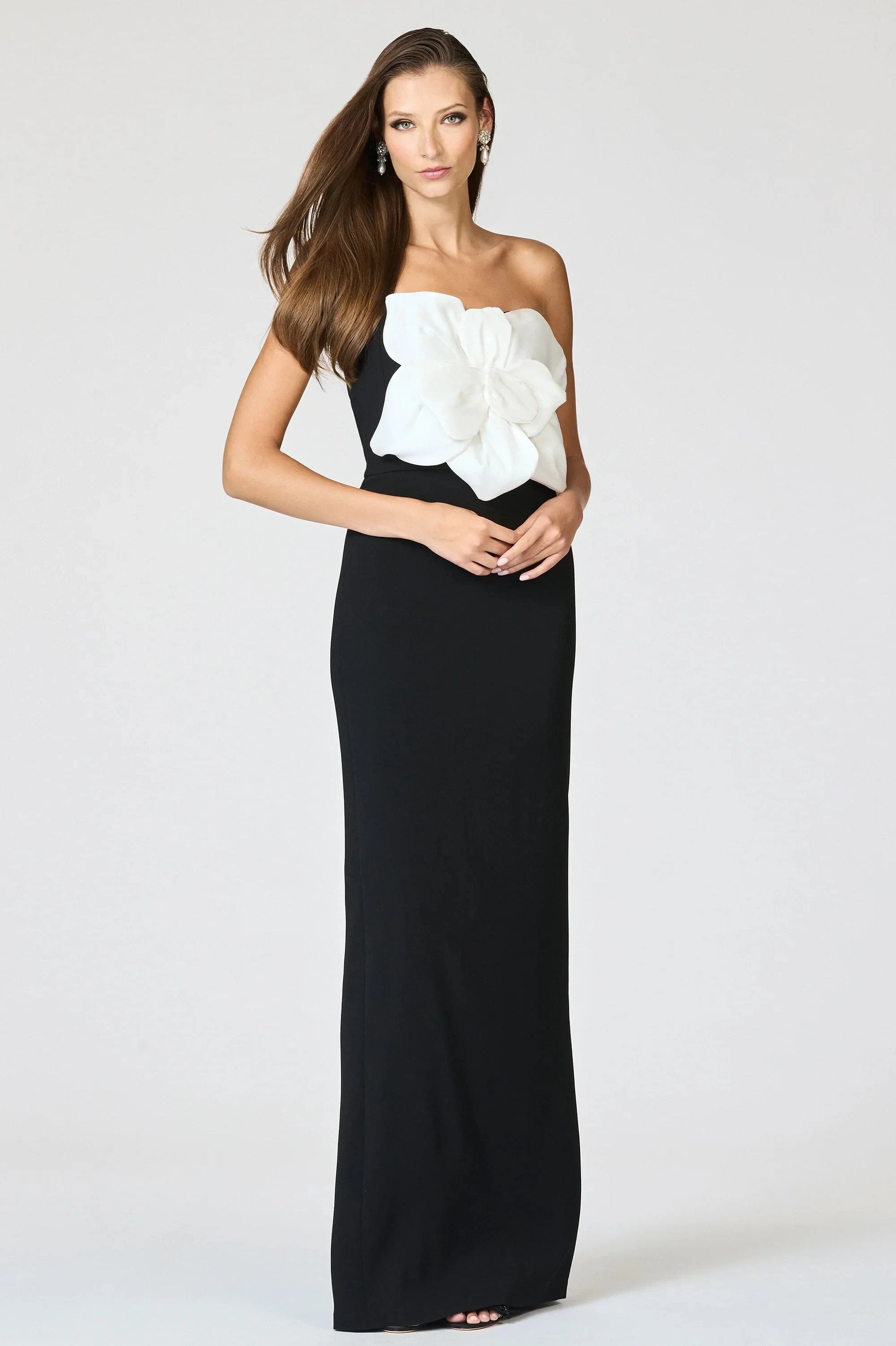 Floral Accent Sheath Strapless Sleeveless Zipper Back Floor Length Female Evening Dress by YiHuiw