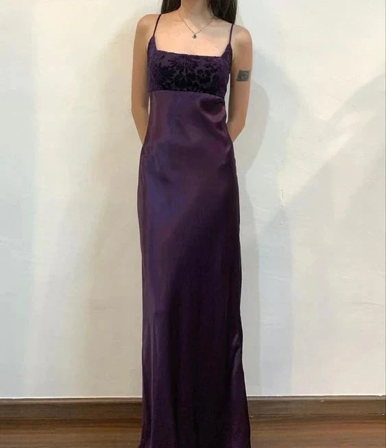 Floral Spaghetti Strap Long Satin Ball Gown Evening Dress Birthday Party Dress Prom Dress simple gentle atmospheric and unique desi Bring summer colors to enhance whiteness by YiHuiw