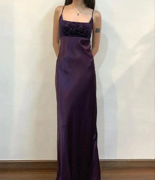 Floral Spaghetti Strap Long Satin Ball Gown Evening Dress Birthday Party Dress Prom Dress simple gentle atmospheric and unique desi Bring summer colors to enhance whiteness by YiHuiw