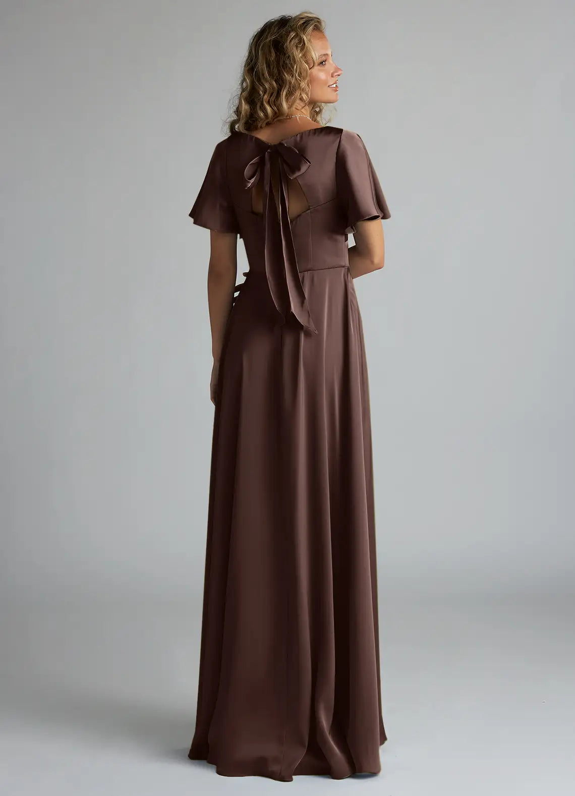 Satin High Slit Floor-Length Wedding Dress - Yihuiw by Yihuiw