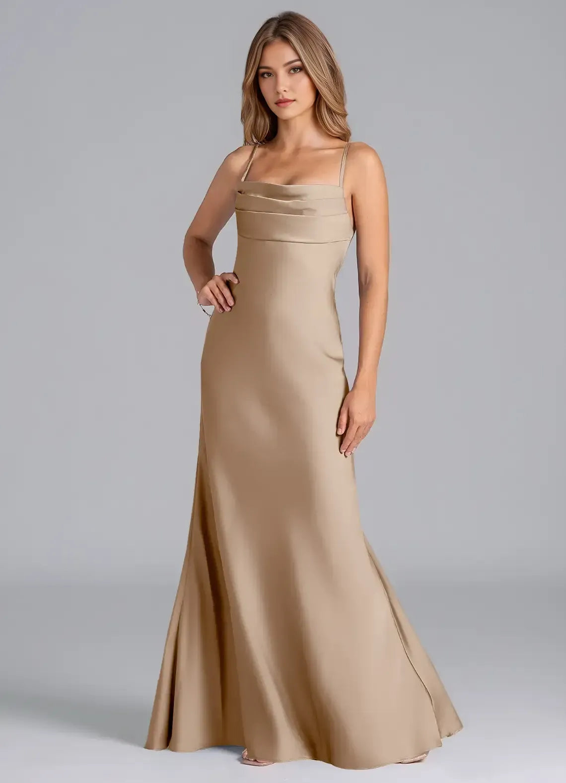 Mermaid Spaghetti Strap Satin Open Back Wedding Dress - Yihuiw by Yihuiw