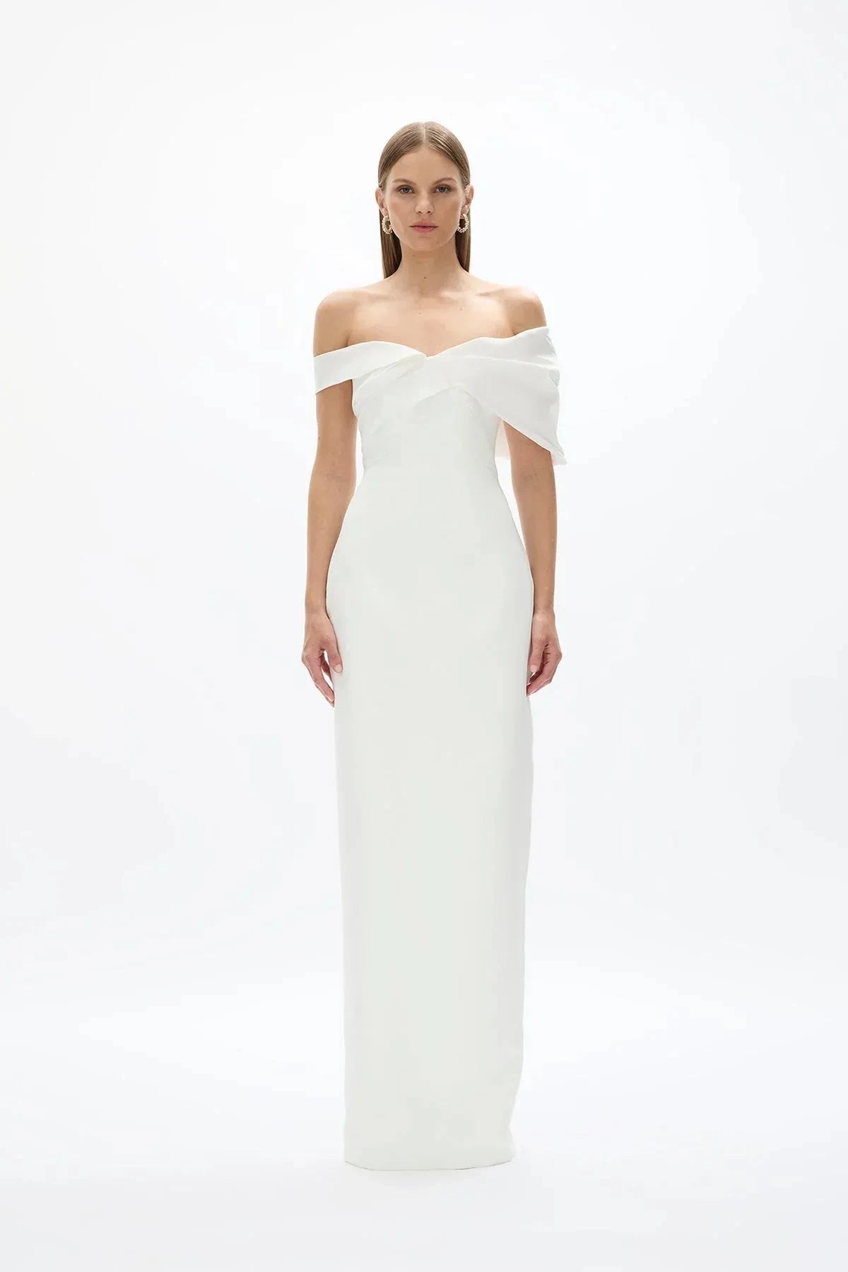 Folded Sheath Off the Shoulder Sleeveless Zipper Back High Slit Floor Length For Sale Prom Dress by YiHuiw