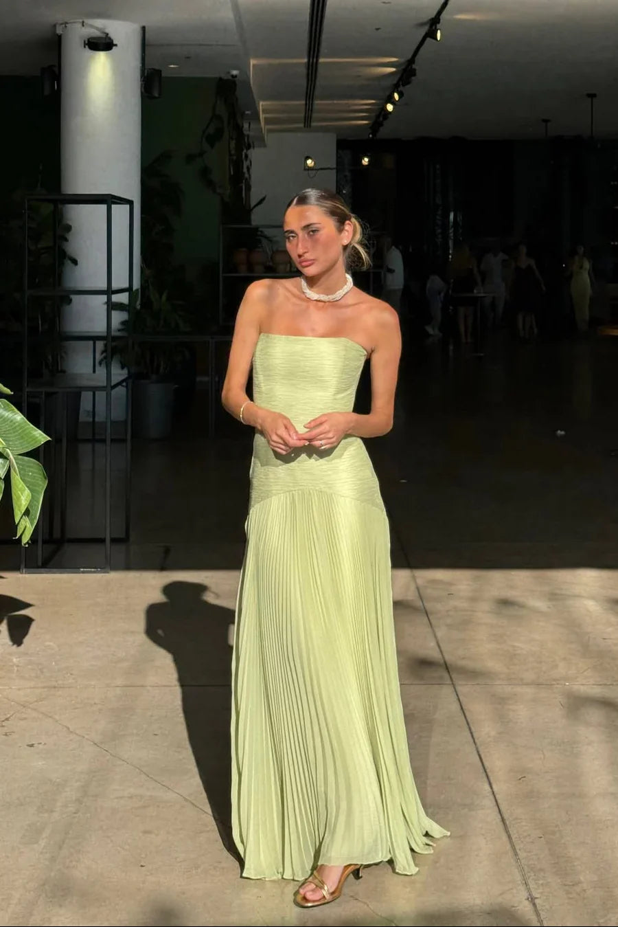 Strapless Pleated Floor-Length Wedding Dress - Yihuiw by Yihuiw