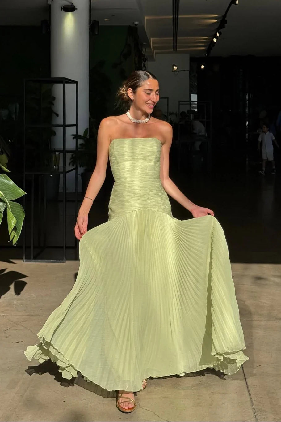 Strapless Pleated Floor-Length Wedding Dress - Yihuiw by Yihuiw