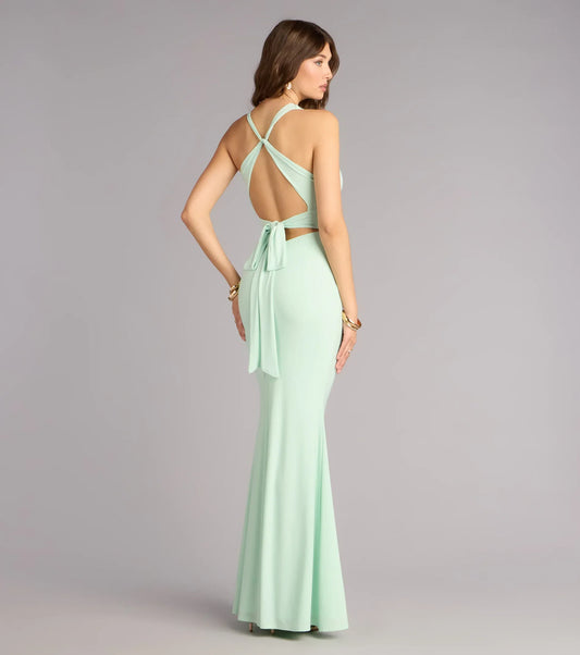 Mermaid V-Neck Sleeveless Floor-Length Wedding Dress - Yihuiw by Yihuiw