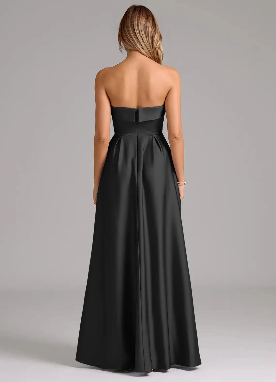 Full A Line Strapless Sleeveless Open Back Floor Length For Women Evening Dress by YiHuiw