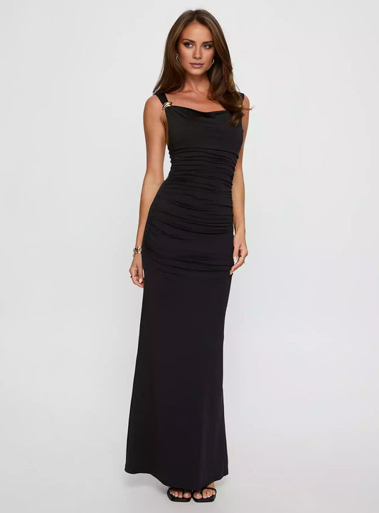 Full of charm, hollow neck hanging collar, hanging collar, back twisted details, exposed back Prom Dresses