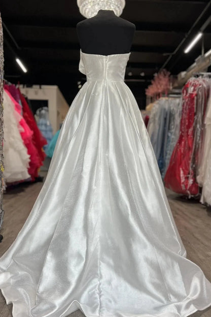 Glam Strapless Twist-Front Satin Ball Gown Prom Dress by JiMiss Dresses