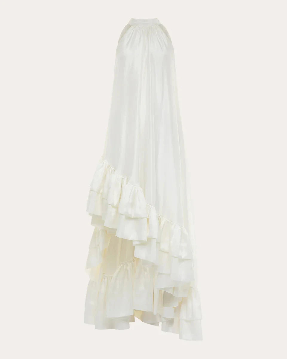Glamorous A-Line Halter High Neck Sleeveless Open Back High Low Prom Dress by YiHuiw