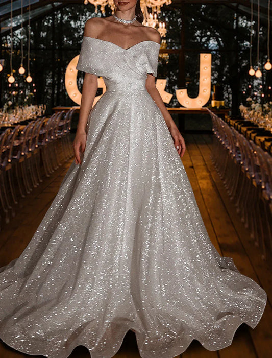 Ball Gown Tulle Lace-Up Back Wrap Wedding Gown - Yihuiw by Yihuiw
