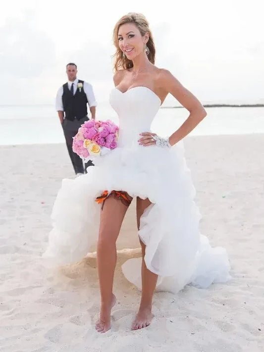 Mermaid Sweetheart Tulle Lace-Up Back Ruffled Wedding Dress - Yihuiw by Yihuiw