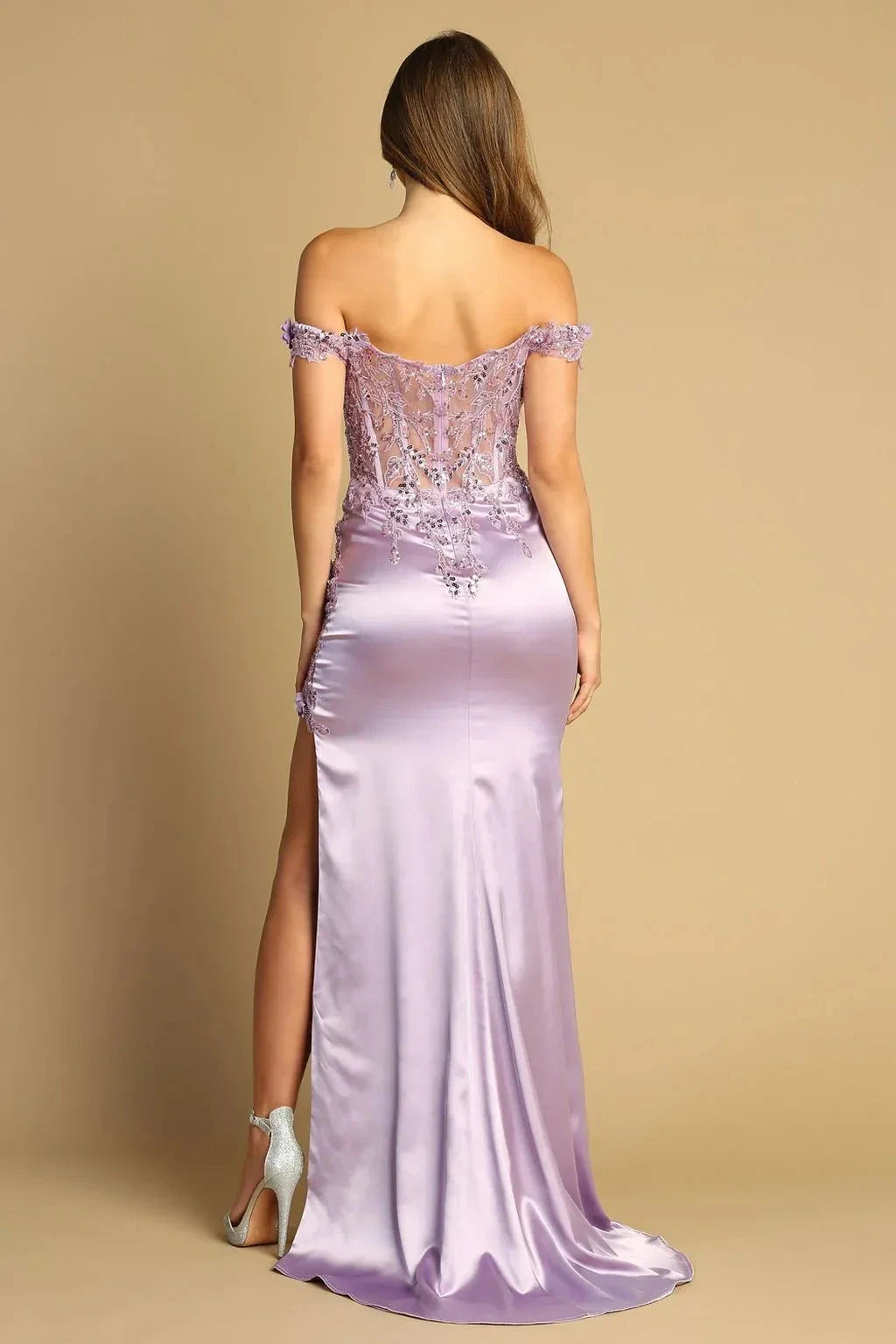 Glamorous Mermaid Off-Shoulder Lace Short Sleeve Zipper Back Floor Length Prom Dress by YiHuiw