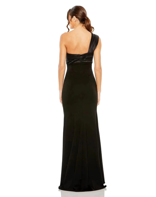 Glamorous Mermaid One Shoulder Sleeveless Zipper Back Floor Length Prom Dress by YiHuiw