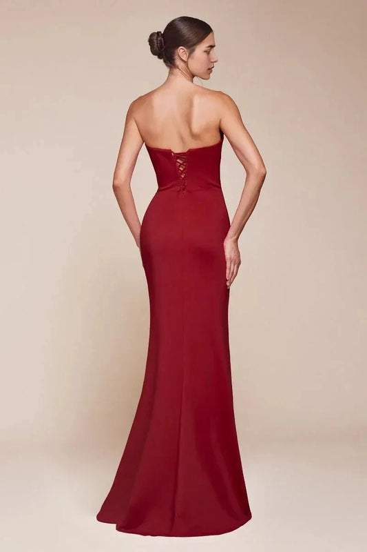 Glamorous Mermaid Strapless Sleeveless Lace Up Back Floor Length Prom Dress by YiHuiw