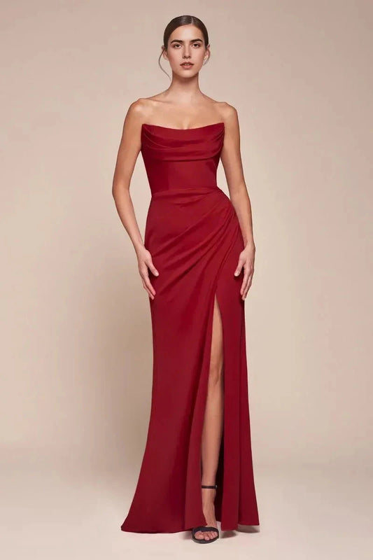 Glamorous Mermaid Strapless Sleeveless Lace Up Back Floor Length Prom Dress by YiHuiw