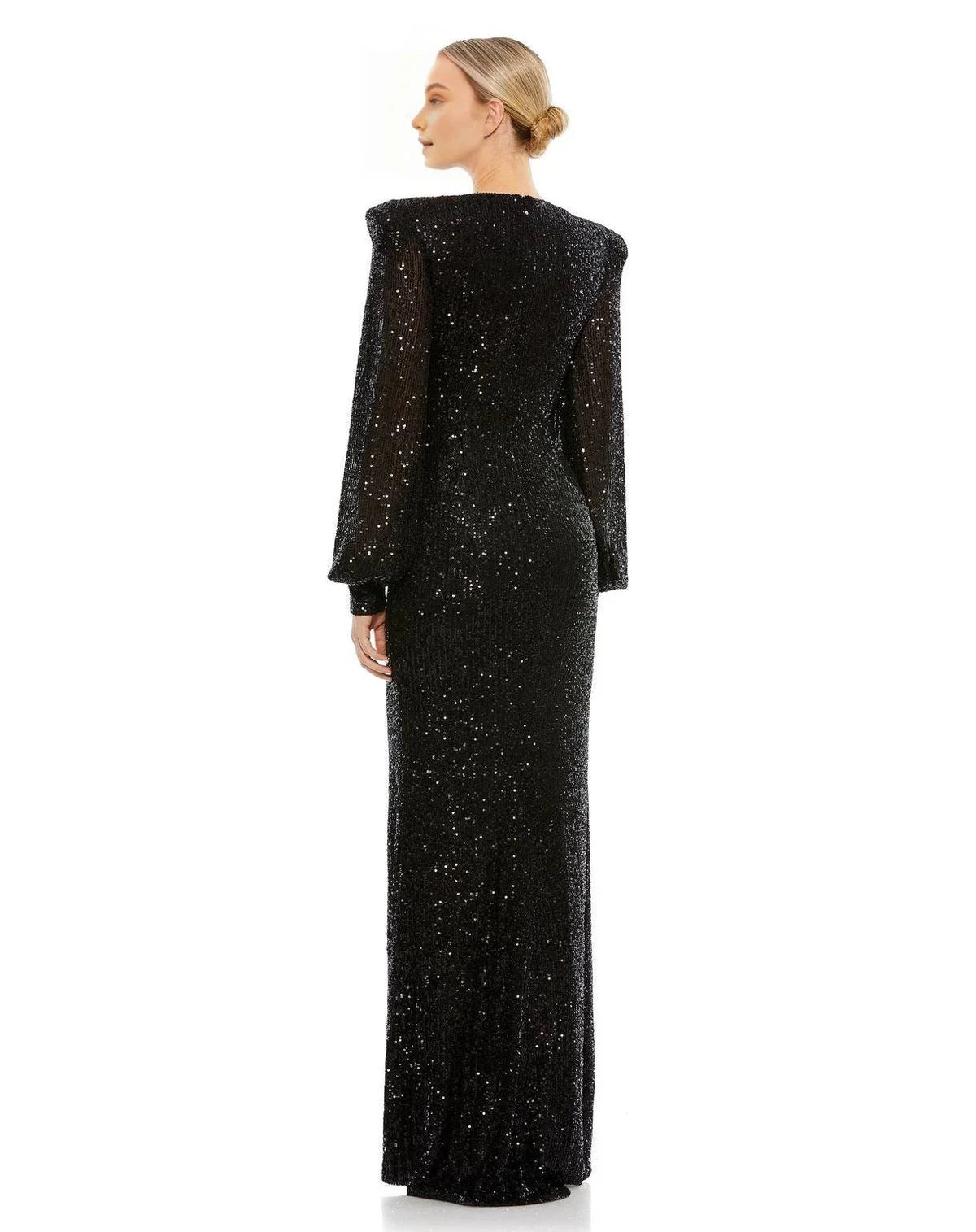 Glamorous Mermaid V-Neck Bishop Sleeve Zipper Back Floor Length Prom Dress by YiHuiw