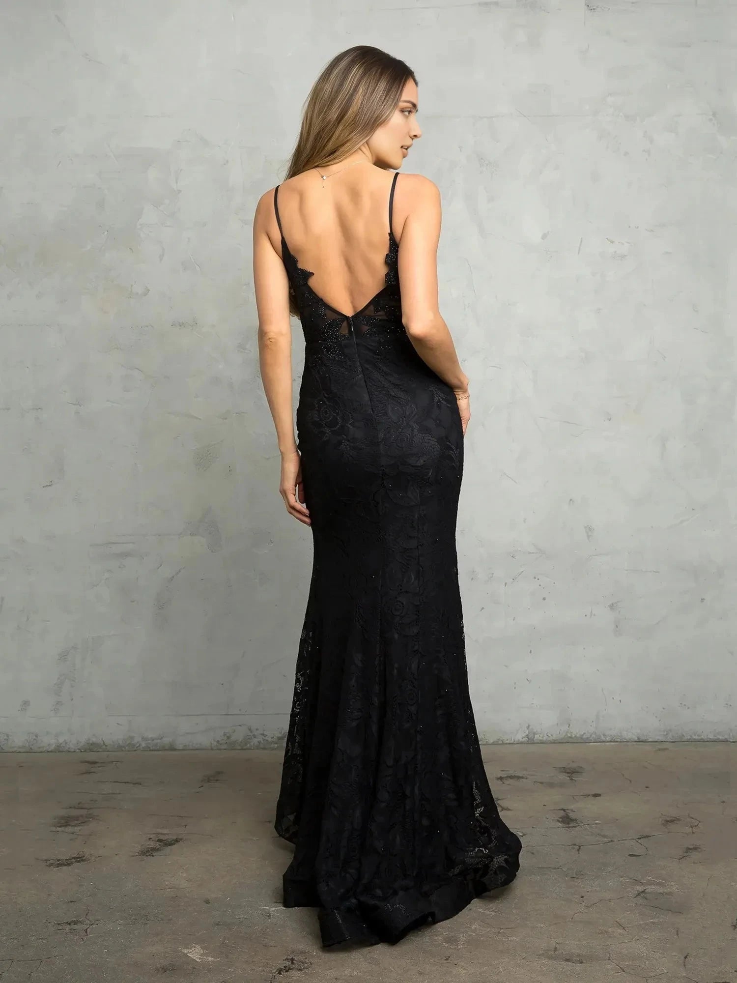 Glamorous Mermaid V Neck Spaghetti Strap Open Back Floor Length Prom Dress by YiHuiw