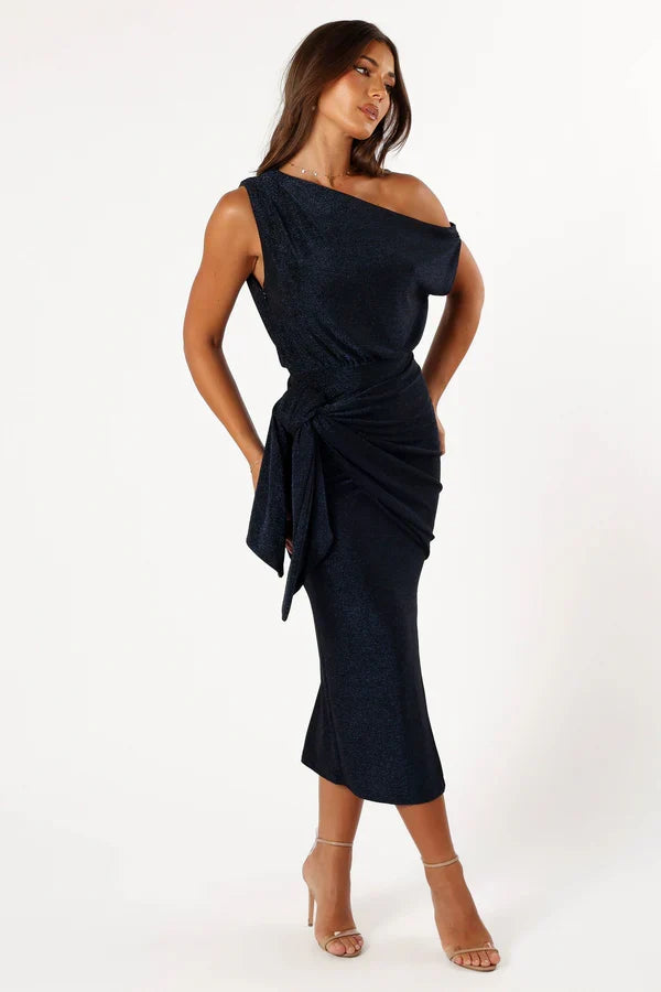 Off-Shoulder High Slit Midi Wedding Dress - Yihuiw by Yihuiw
