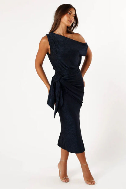 Off-Shoulder High Slit Midi Wedding Dress - Yihuiw by Yihuiw
