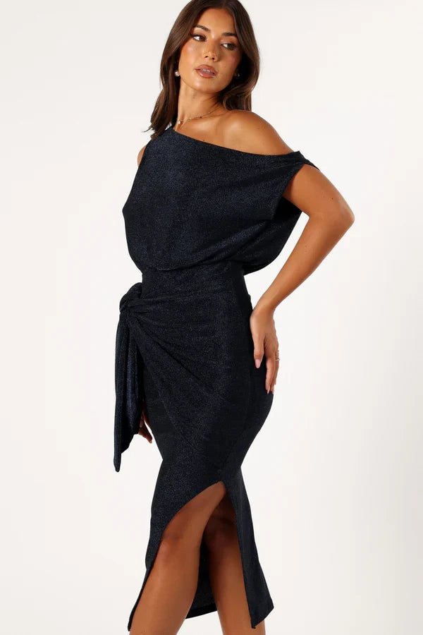 Off-Shoulder High Slit Midi Wedding Dress - Yihuiw by Yihuiw