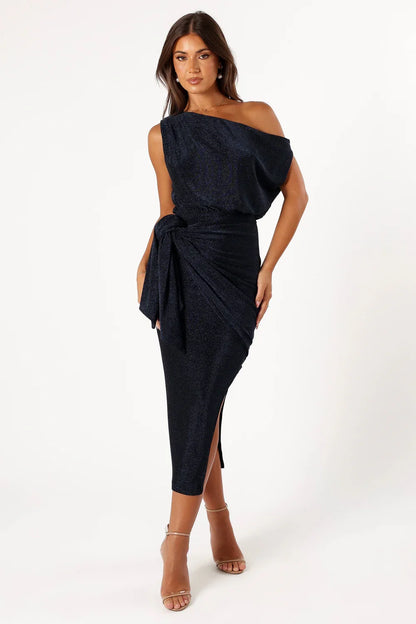 Off-Shoulder High Slit Midi Wedding Dress - Yihuiw by Yihuiw