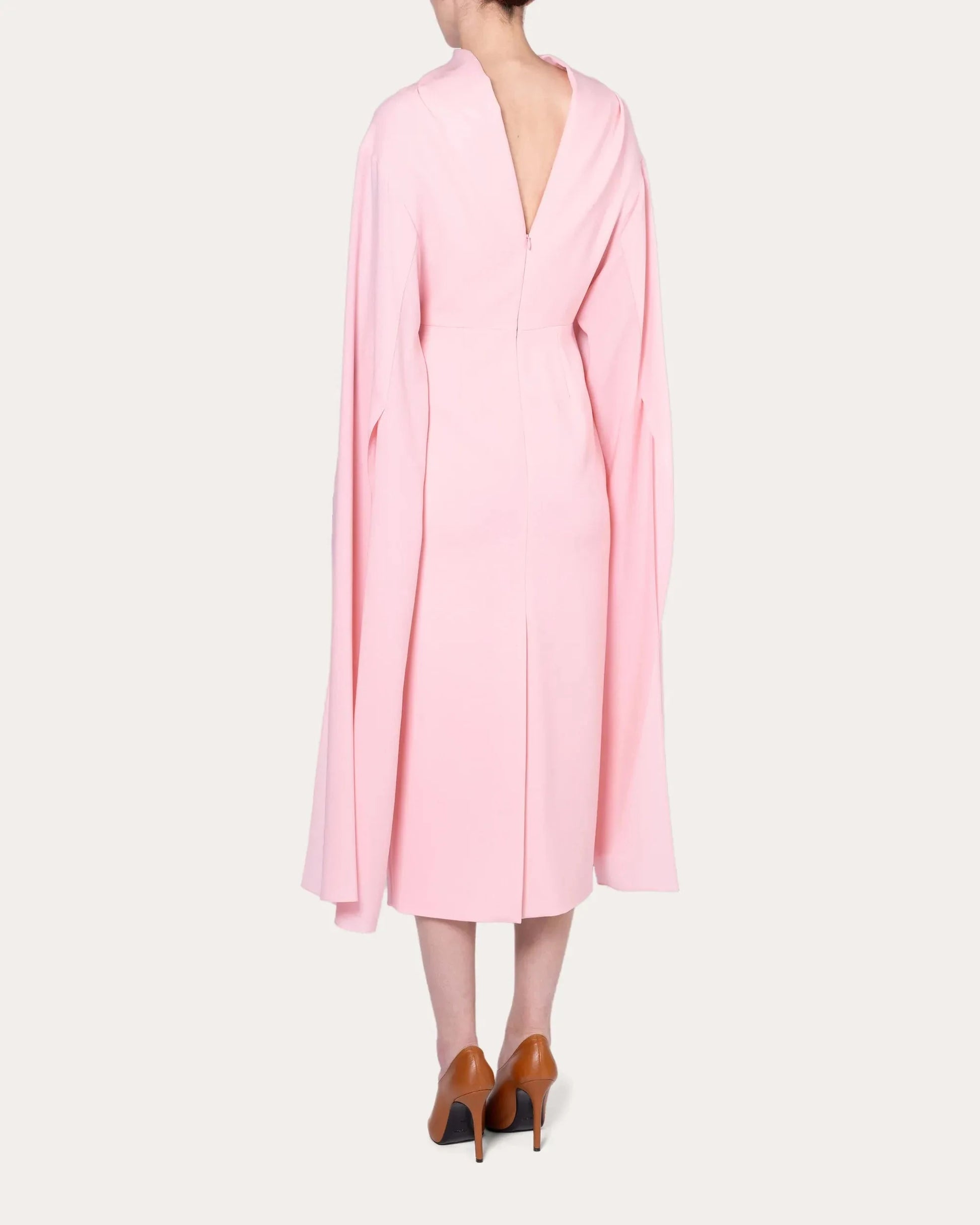 Glamorous Sheath Cowl Neck Cape Sleeve Open Back Midi Hot Sale Prom Dress by YiHuiw