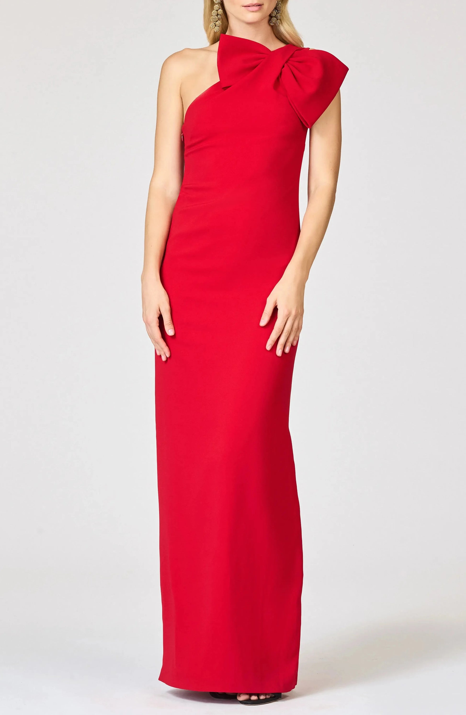 Glamorous Sheath One Shoulder Bow Accent Zip Back Maxi For Adults Evening Dress by YiHuiw