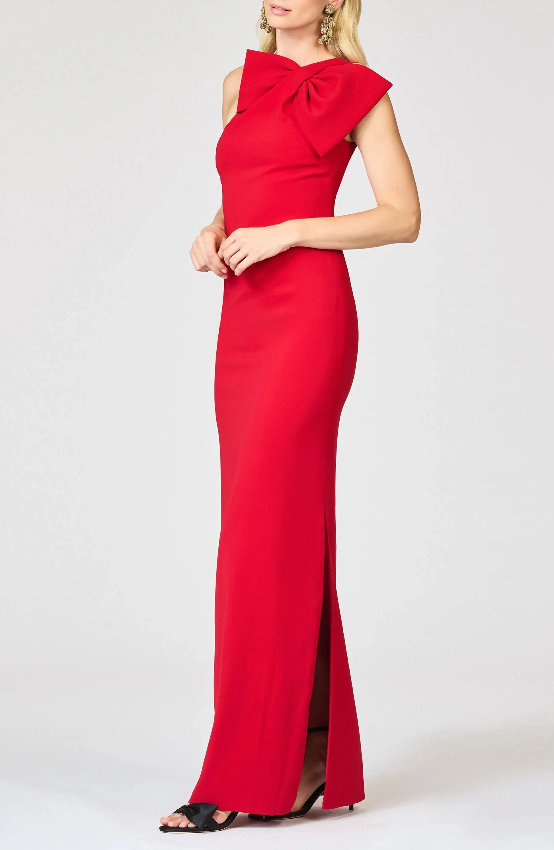 Glamorous Sheath One Shoulder Bow Accent Zip Back Maxi For Adults Evening Dress by YiHuiw