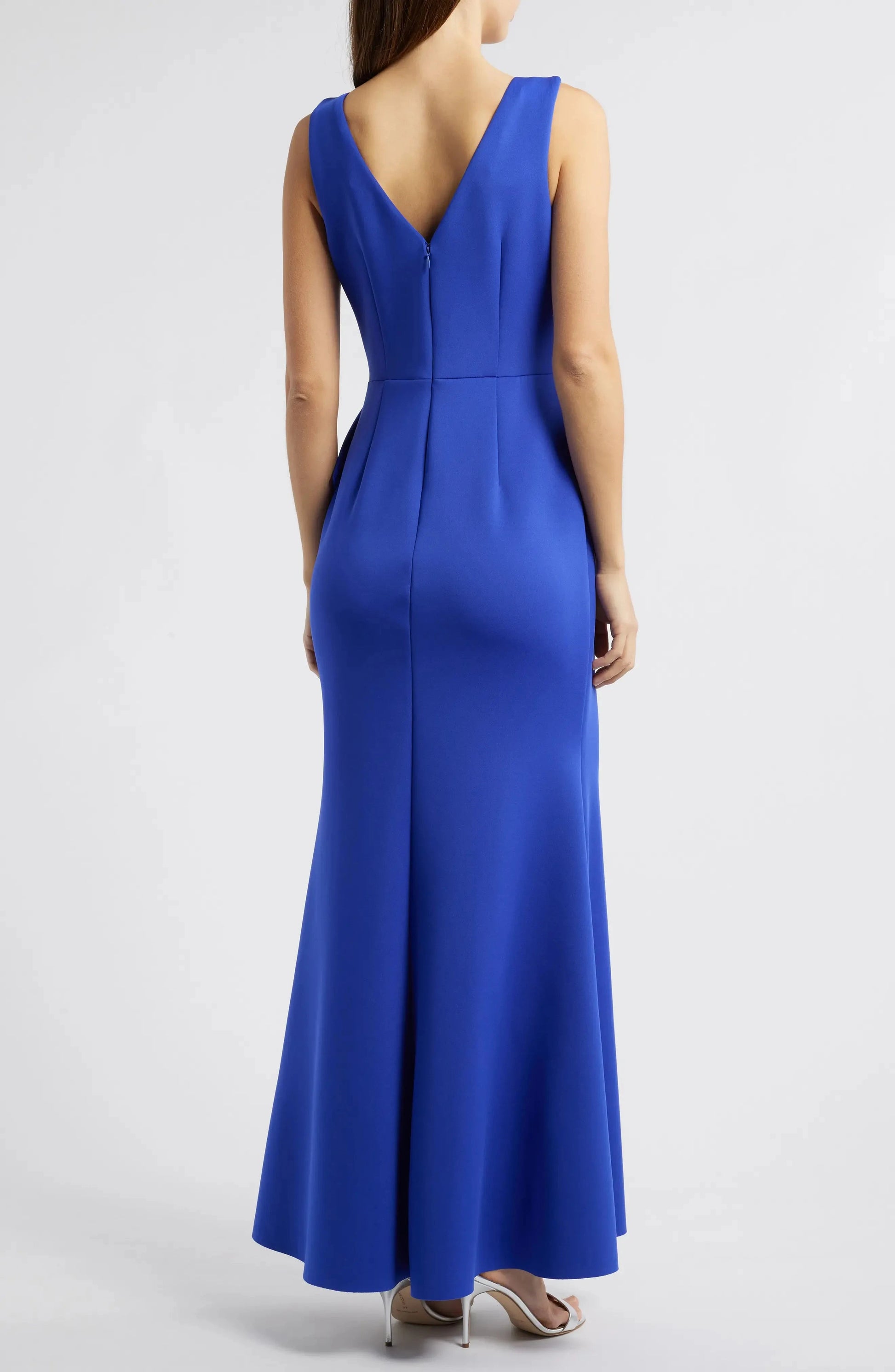 Glamorous Trumpet Deep V Sleeveless Zip Back Maxi For Adults Evening Dress by YiHuiw