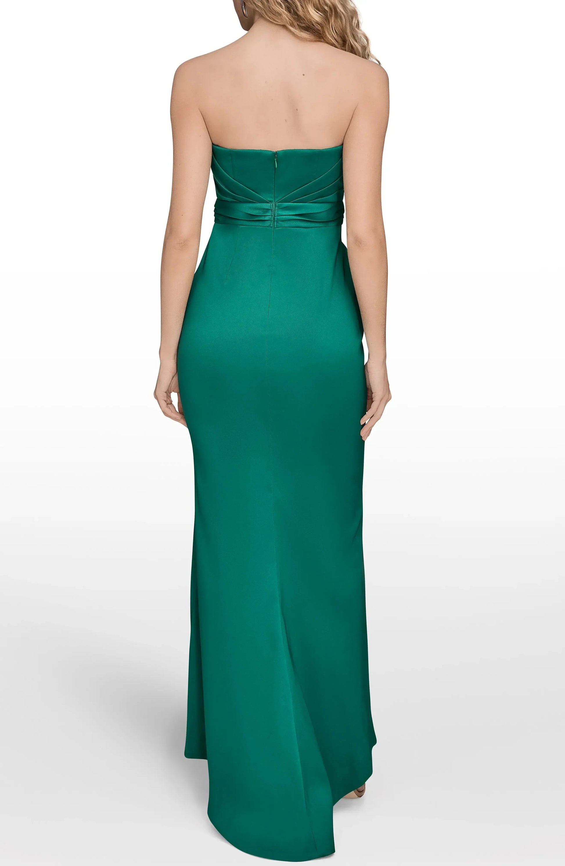 Glamorous Trumpet Strapless Twist Waist Ruched Back High Low For Sale Evening Dress by YiHuiw