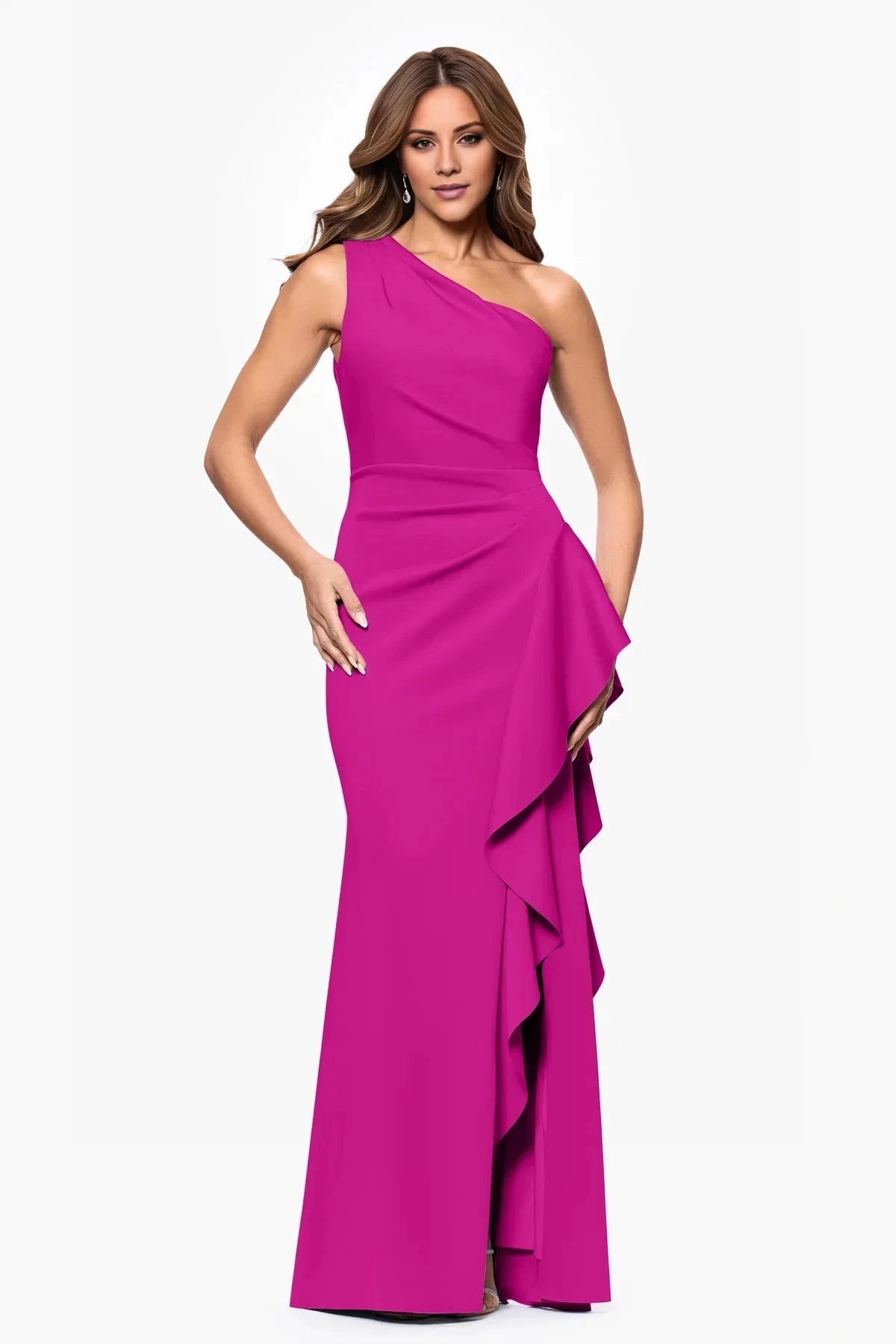Glamorous Mermaid One-Shoulder Neck Ruffled Backless Floor-Length Prom Dress by YiHuiw