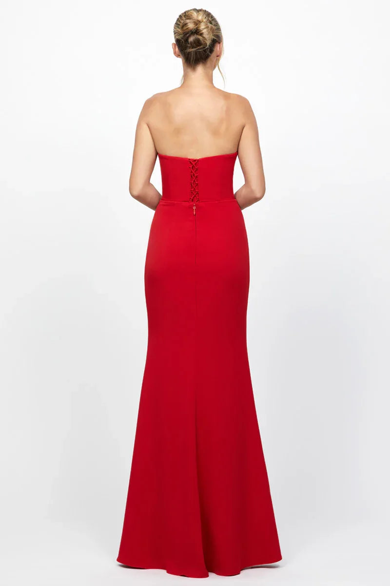 Glamorous Mermaid Strapless Sleeveless Sweetheart Neck Lace-Up-Back Floor-Length Evening Dress