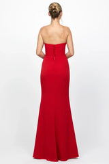 Glamorous Mermaid Strapless Sleeveless Sweetheart Neck Lace-Up-Back Floor-Length Evening Dress